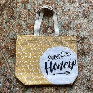 Sweet Honey Honeycomb Printed Cotton Canvas Tote Bag Perfect For Bee Lovers!